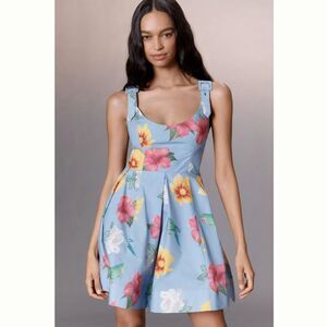 Anthropologie Maeve Scoop-Neck Printed Cotton Mini Dress